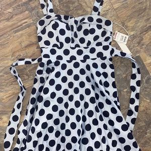 Women’s Polkadot Summer Dress 4 Light/Navy Blue